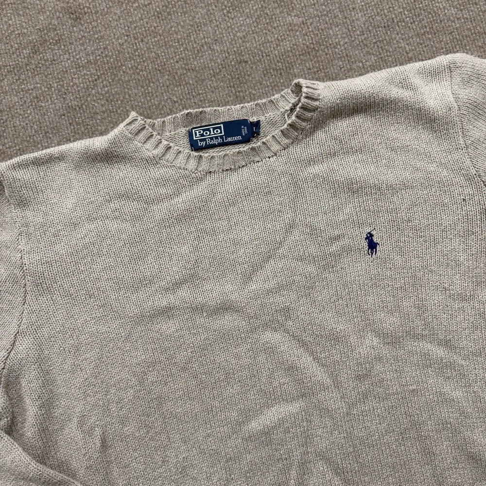 Polo Ralph Lauren Mens XL Gray Crew Neck Sweater 100% Cotton Pullover